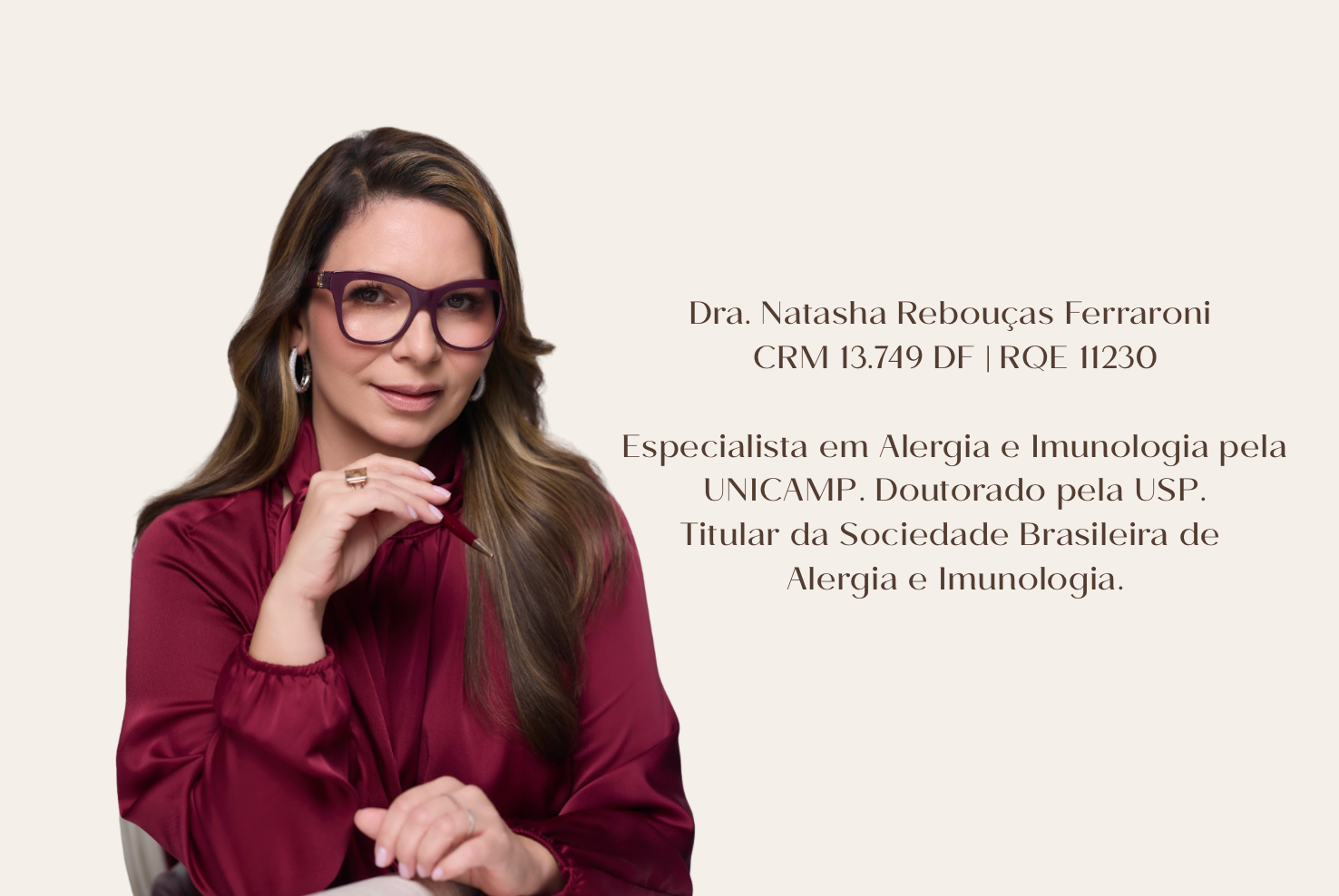 Dra. Natasha Ferraroni, alergista e imunologista especialista em dermatite de contato em Brasília.